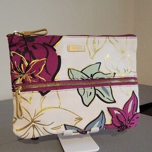 VWRA BRADLEY NWOT Falling Flowers Neutral Large Accesories/Pencil Pouch